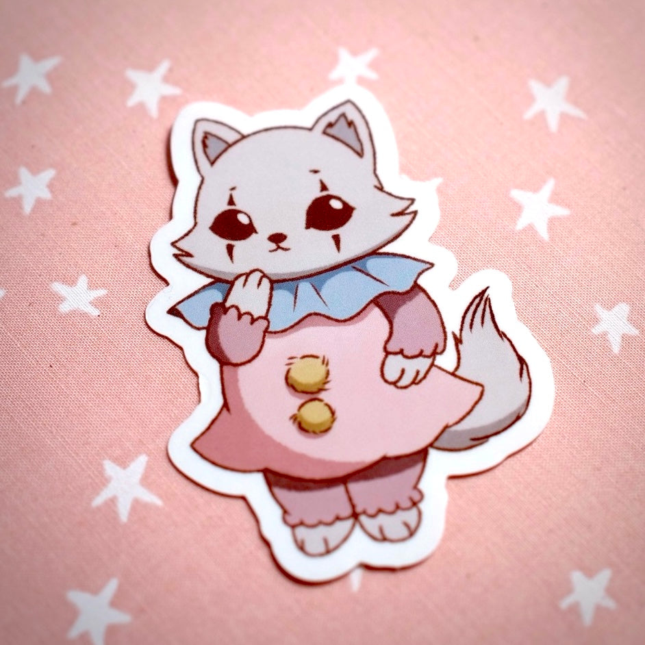 Pierrot Kitty Transparent Vinyl Sticker