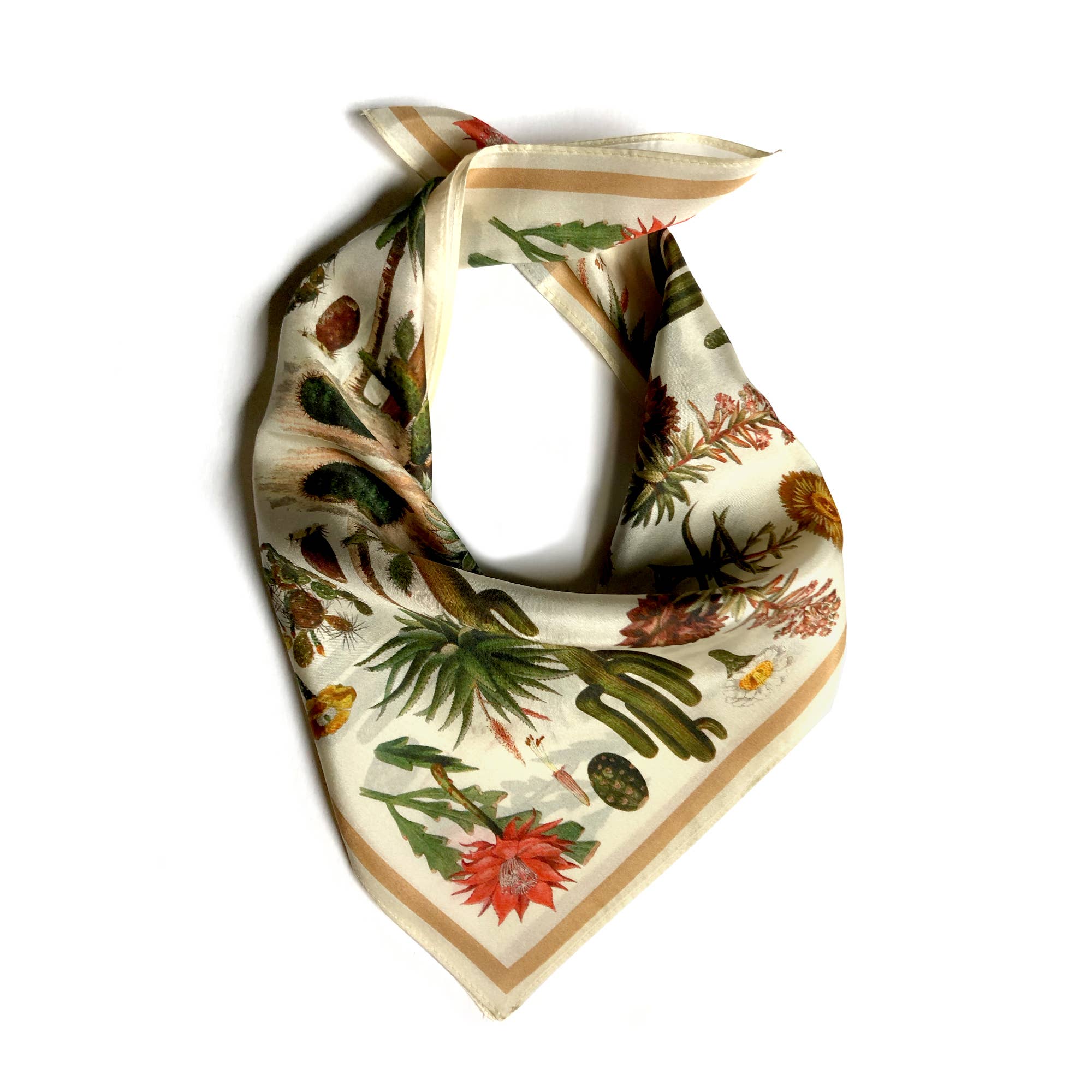 100% Silk Scarf Cactus Bandana