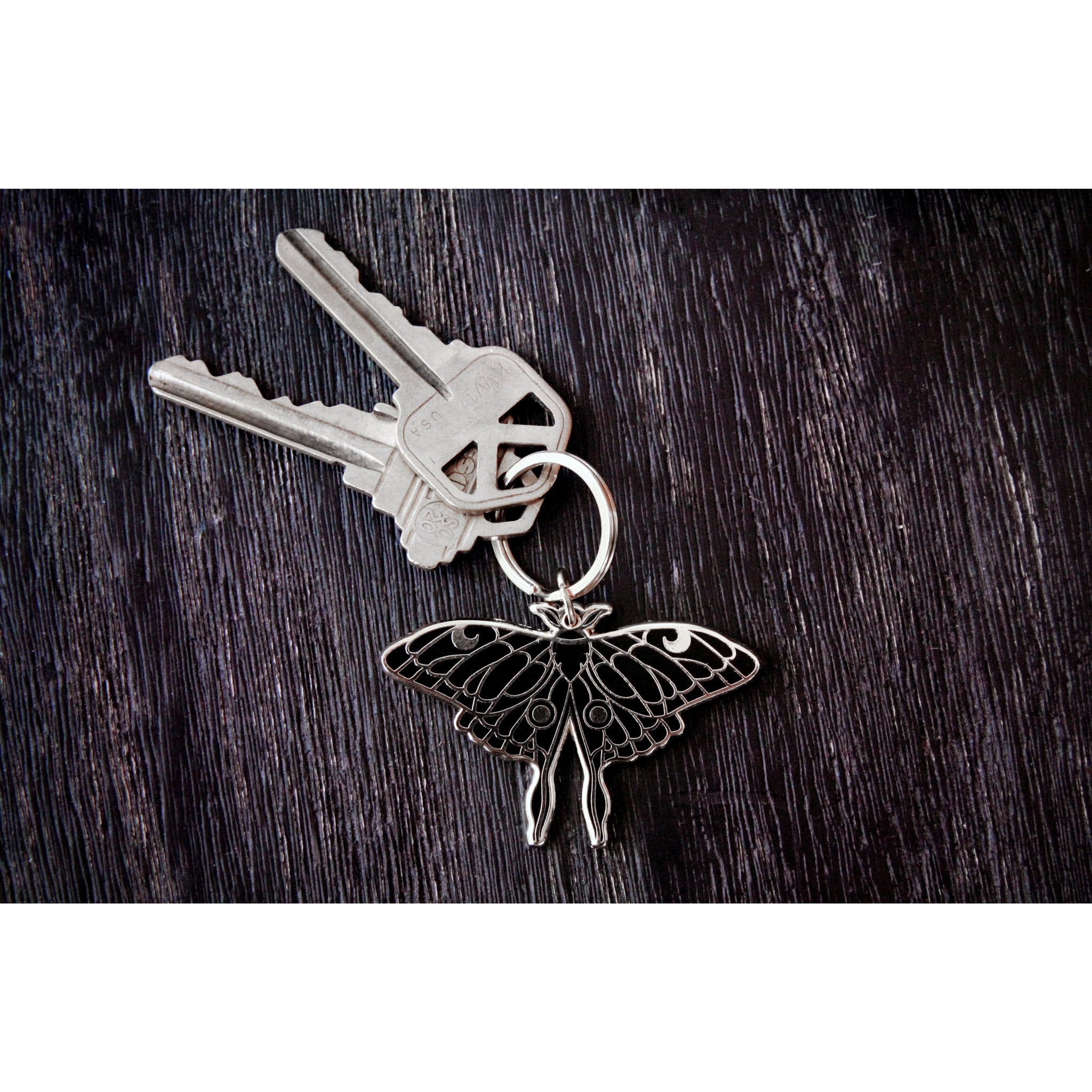 Luna Moth Keychain (Silver)