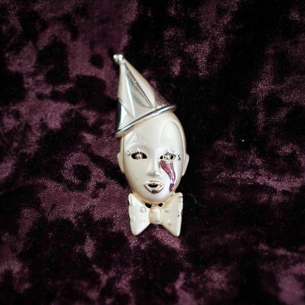 Vintage Crying Pierrot Brooch