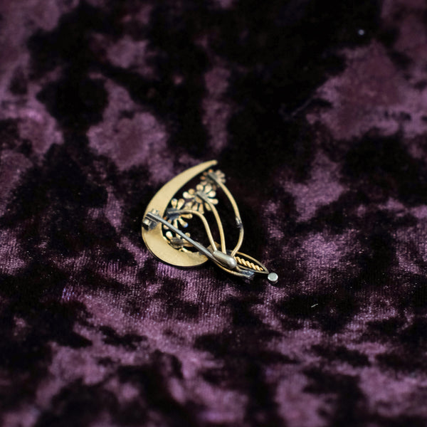 Antique Victorian Sickle and Flowers Brooch