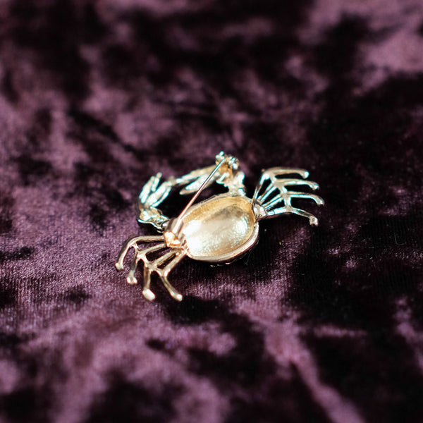 Vintage Black and Gold Crab Brooch