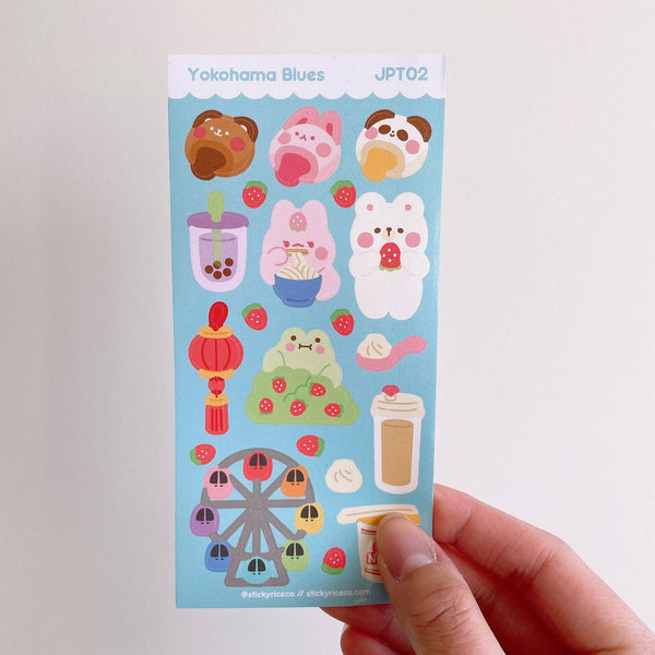 Japan Travel with Cute Characters Bear Bunny Frog Stickers