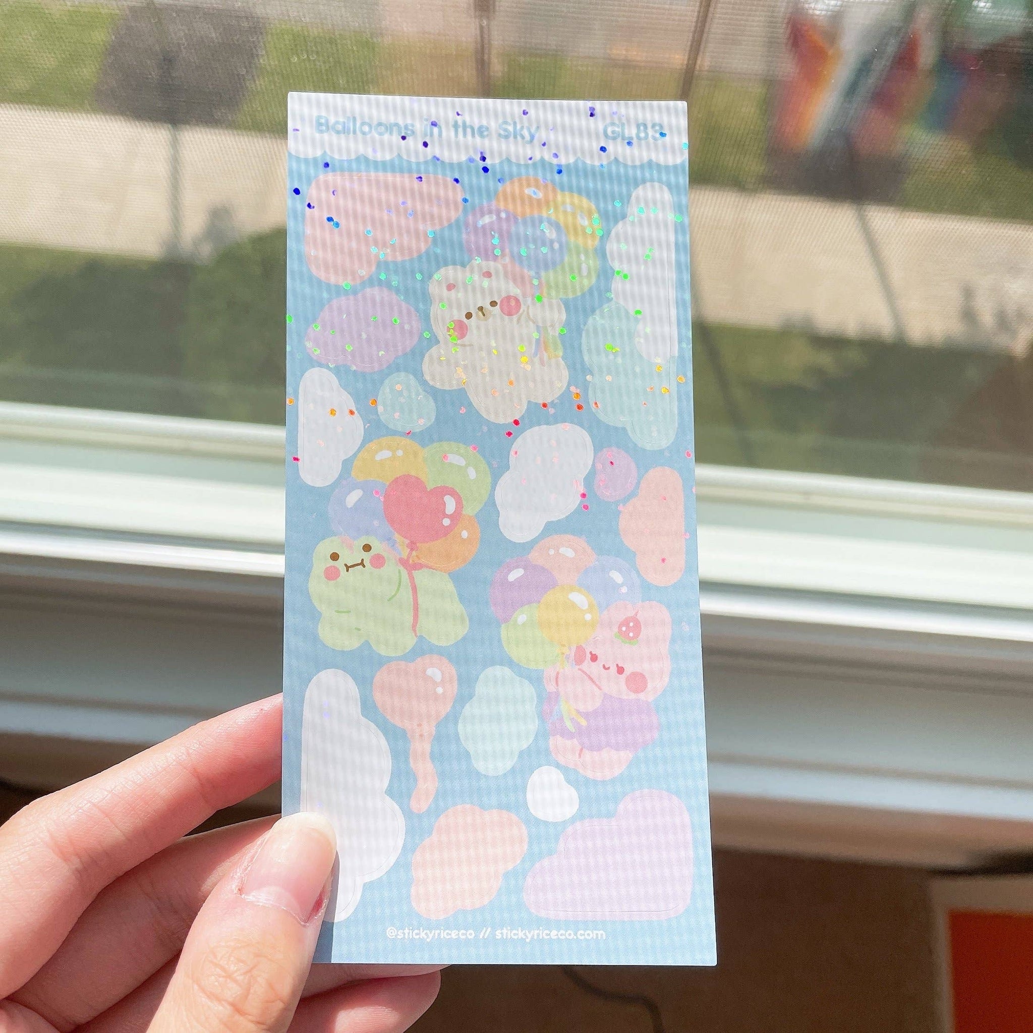 Balloons and Clouds Holographic Glitter Vinyl Stickers
