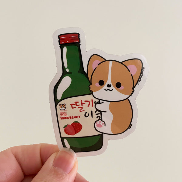 Strawberry Soju Corgi Sticker