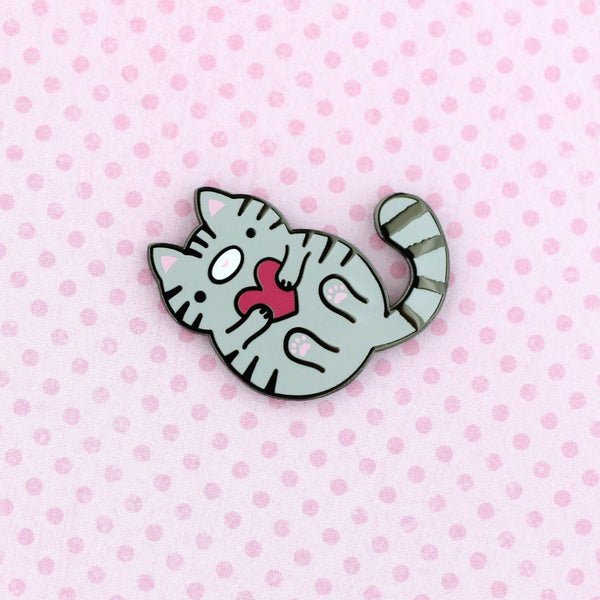 Grey Tabby Cat Enamel Pin