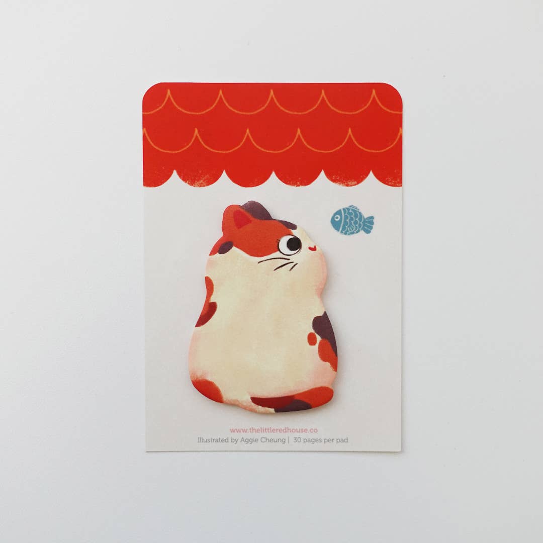 Calico Cat with Fish Die Cut Sticky Notes