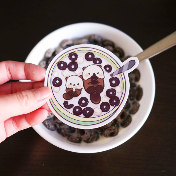 Otters Cereal Bowl Vinyl Sticker