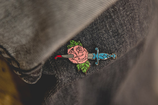 Pink Bleeding Rose Enamel Pin