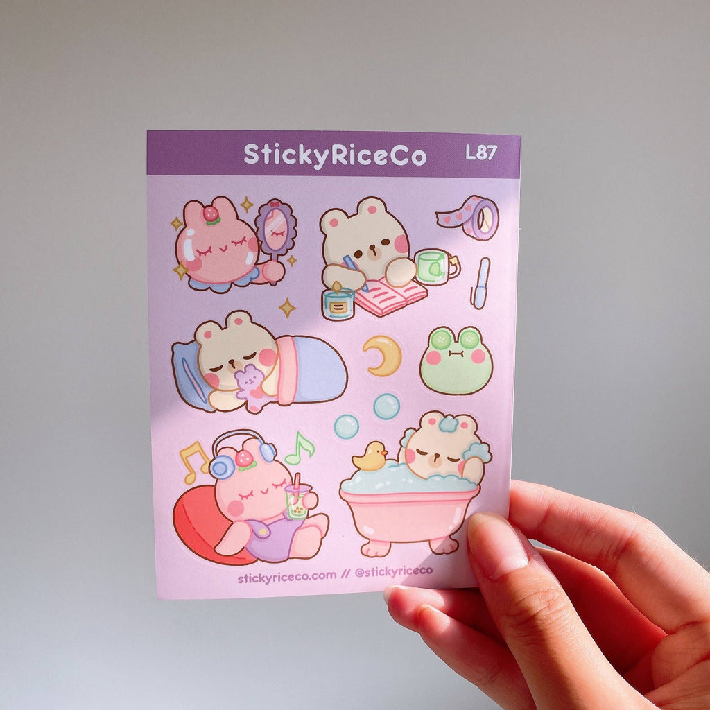 Self Care Bear Bunny Frog Premium Luxe Matte Vinyl Stickers