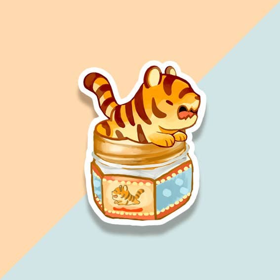 Tiger Cub Jar Vinyl Sticker