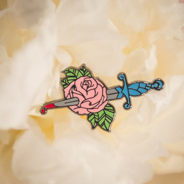 Pink Bleeding Rose Enamel Pin