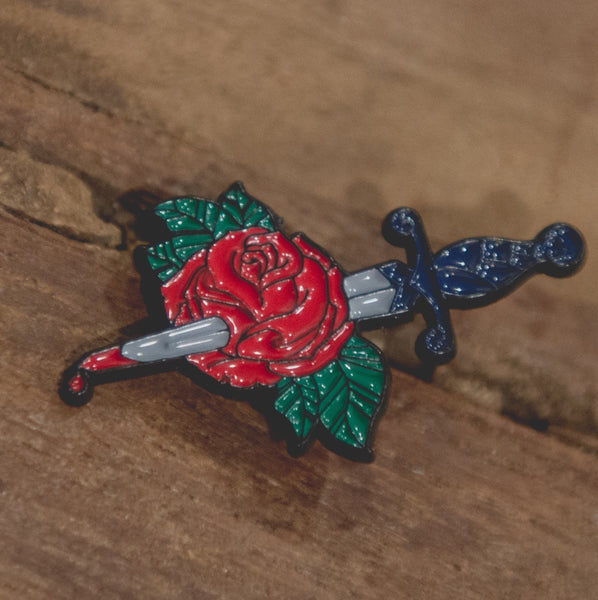 Red Bleeding Rose Soft Enamel Pin