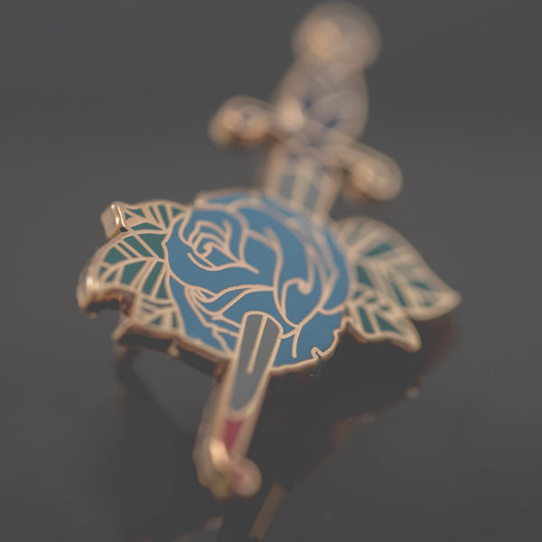 Blue Bleeding Rose Enamel Pin