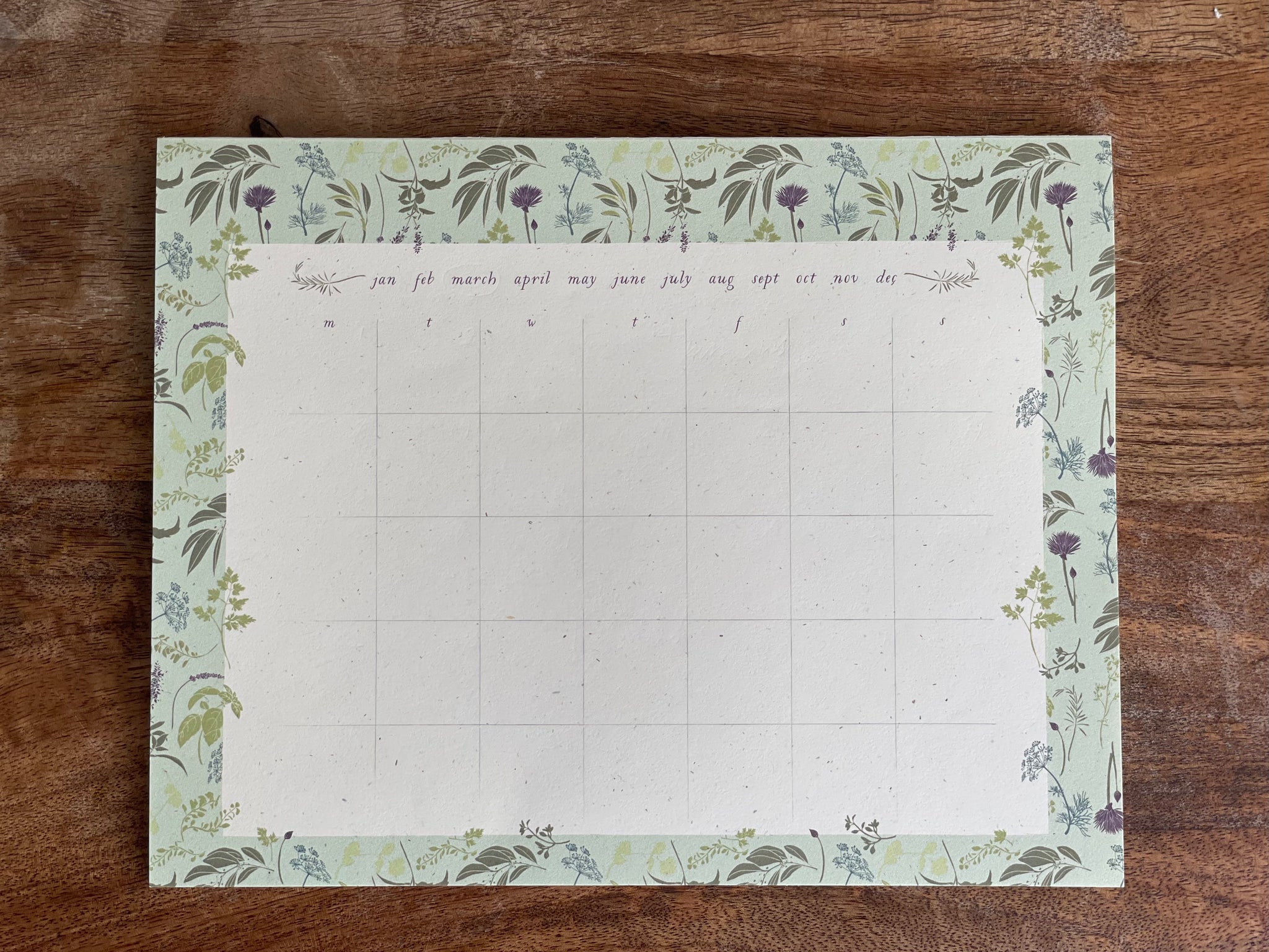 Garden Herb Calendar Desk Pad: Monthly To Do