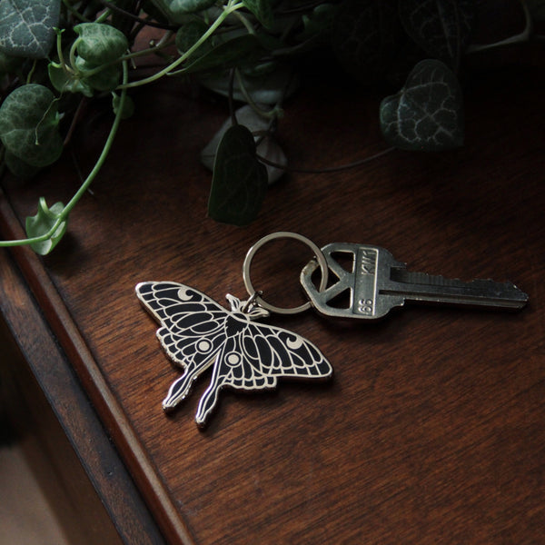 Luna Moth Keychain (Silver)