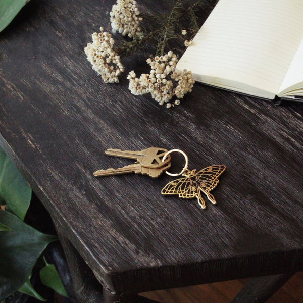 Luna Moth Keychain (Gold)