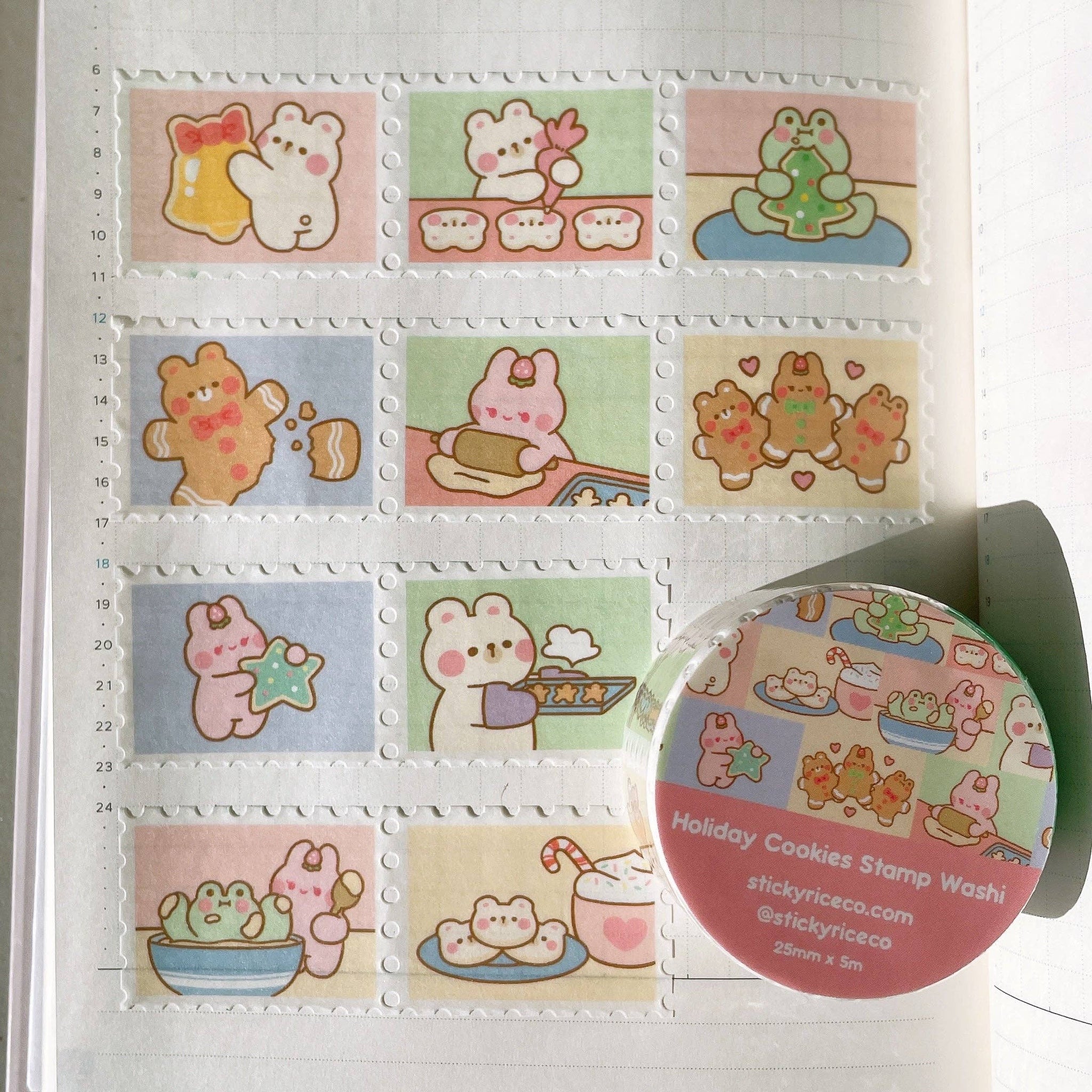 Baking Holiday Cookies Bear Bunny Frog Stamp Washi Tape