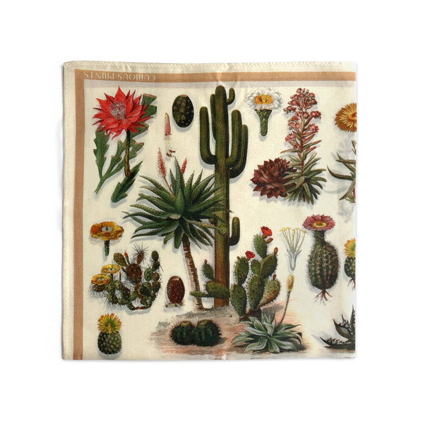 100% Silk Scarf Cactus Bandana