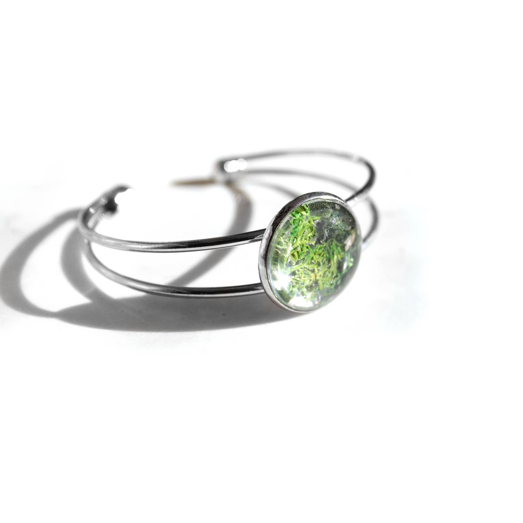 Glass Moss Cuff Bracelet