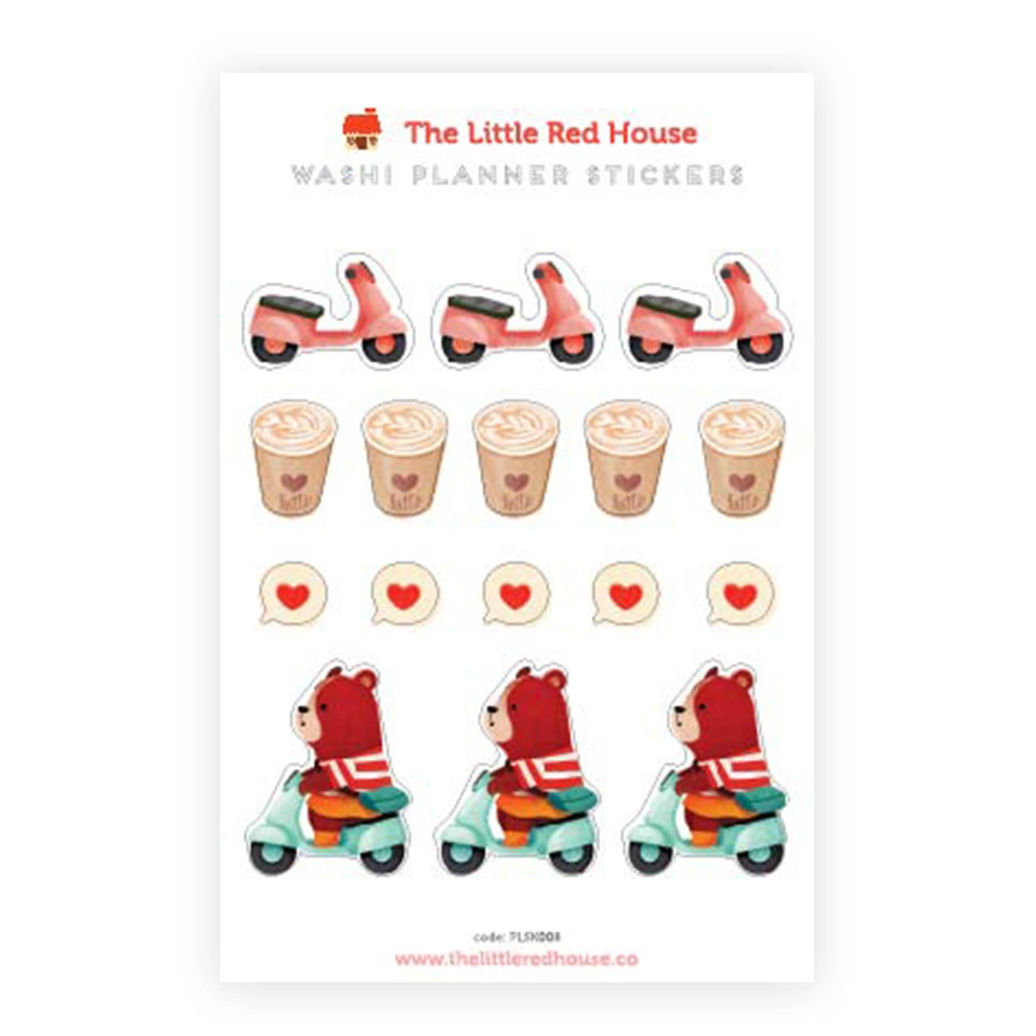 Scooter Bear Planner Washi Stickers