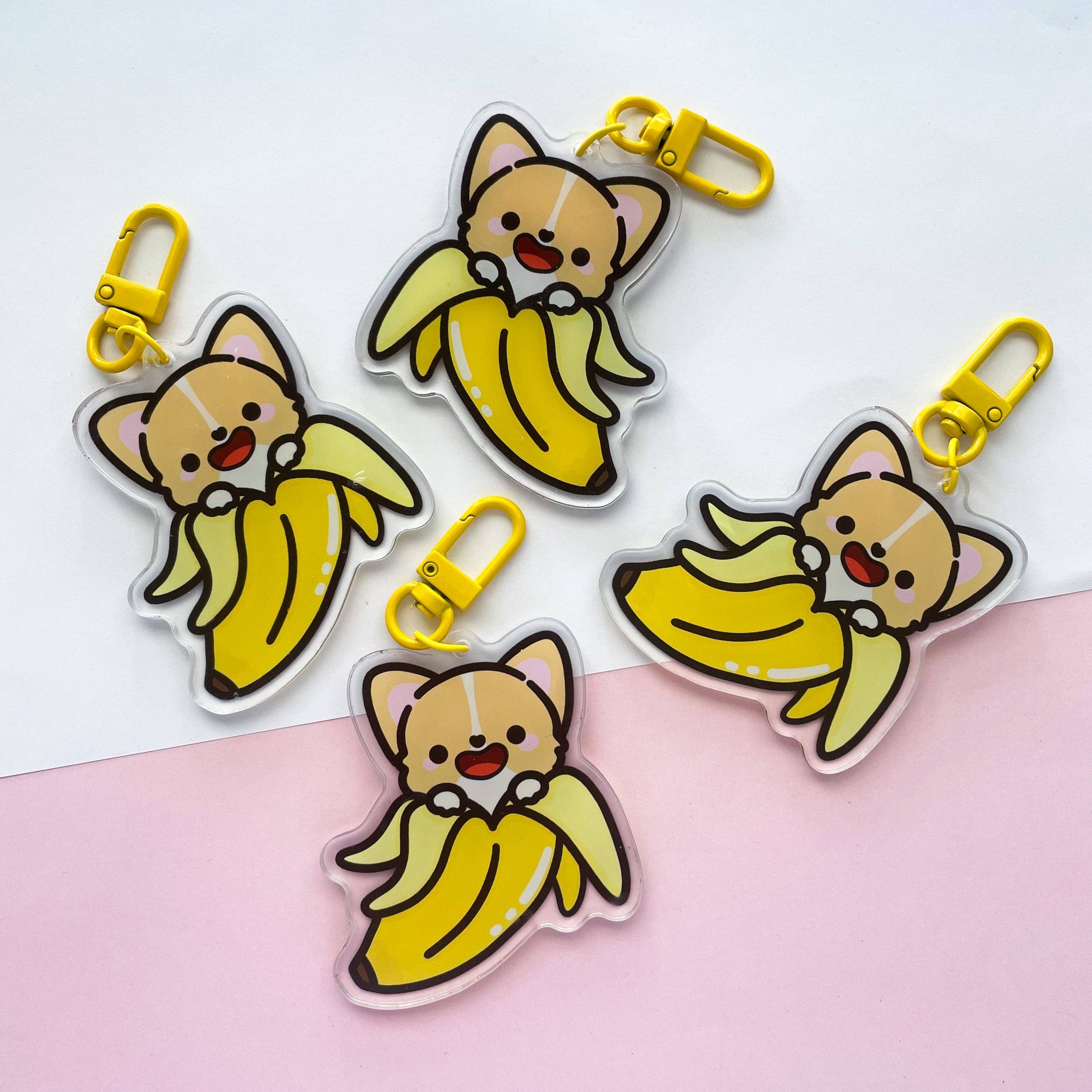 Banana Corgi Acrylic Keychain